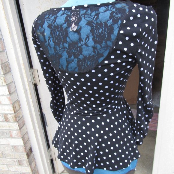 black poka dot sexy top size med - Picture 3 of 3